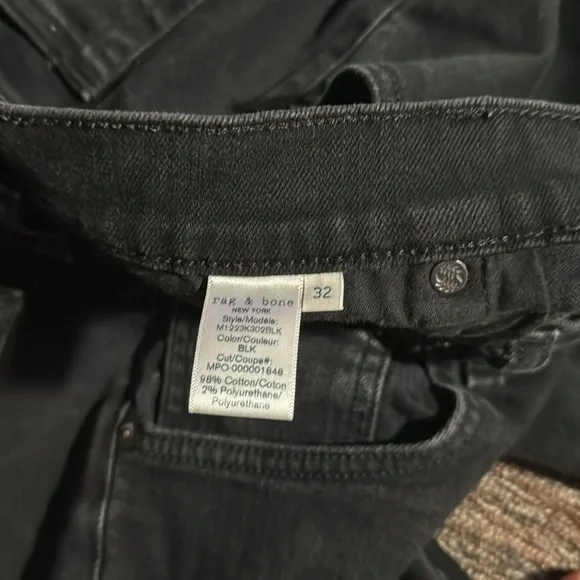 rag & bone slim 2 fit straight leg jeans black size 32 - Picture 5 of 7
